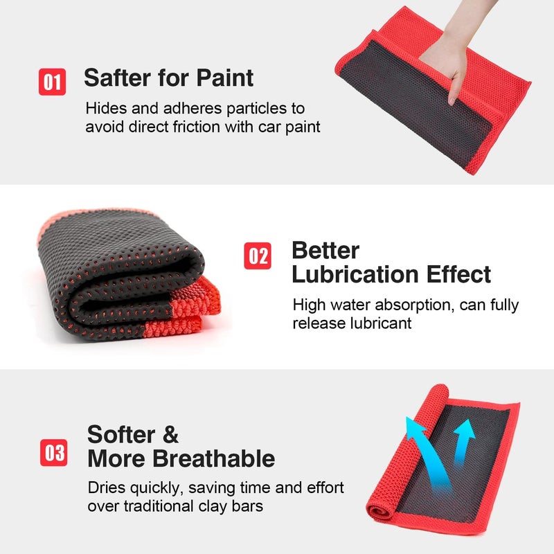 ARTIPOLY Clay Decontamination Towel - Professional Detail Products - Proven Cleaning & Release of Paint Contaminants; Increase Wax & Sealant Bond; Enhance Paint Gloss & Color; Fine Grade (12x12inches) - Image 3